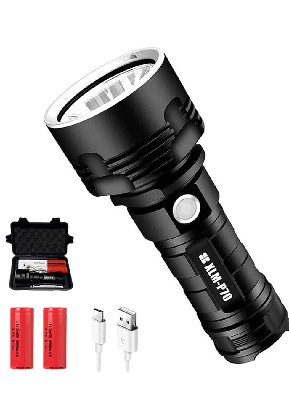 3000-10000 Lumen High Power LED Waterproof Flashlight Lamp Ultra Bright 3 Mode Most Powerful 50W XLM-P70 LED USB Rechargeable Flashlight Torch 2 Lithium Battery 3000-10000 Lumen High Power LED Waterproof Flashlight Lamp Ultra Bright 3 Mode Most Powerful 50W XLM-P70 LED USB Rechargeable Flashlight Torch 2 Lithium Battery
